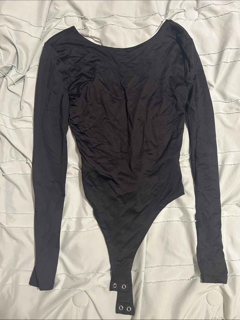 Forever 21 Black Long Sleeve Scoop Neck Bodysuit